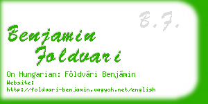benjamin foldvari business card